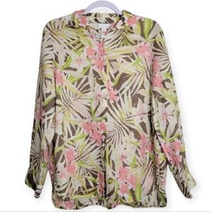J.Jill Love Linen Floral Botanical Artsy Cottagecore Blouse Shirts‎ S